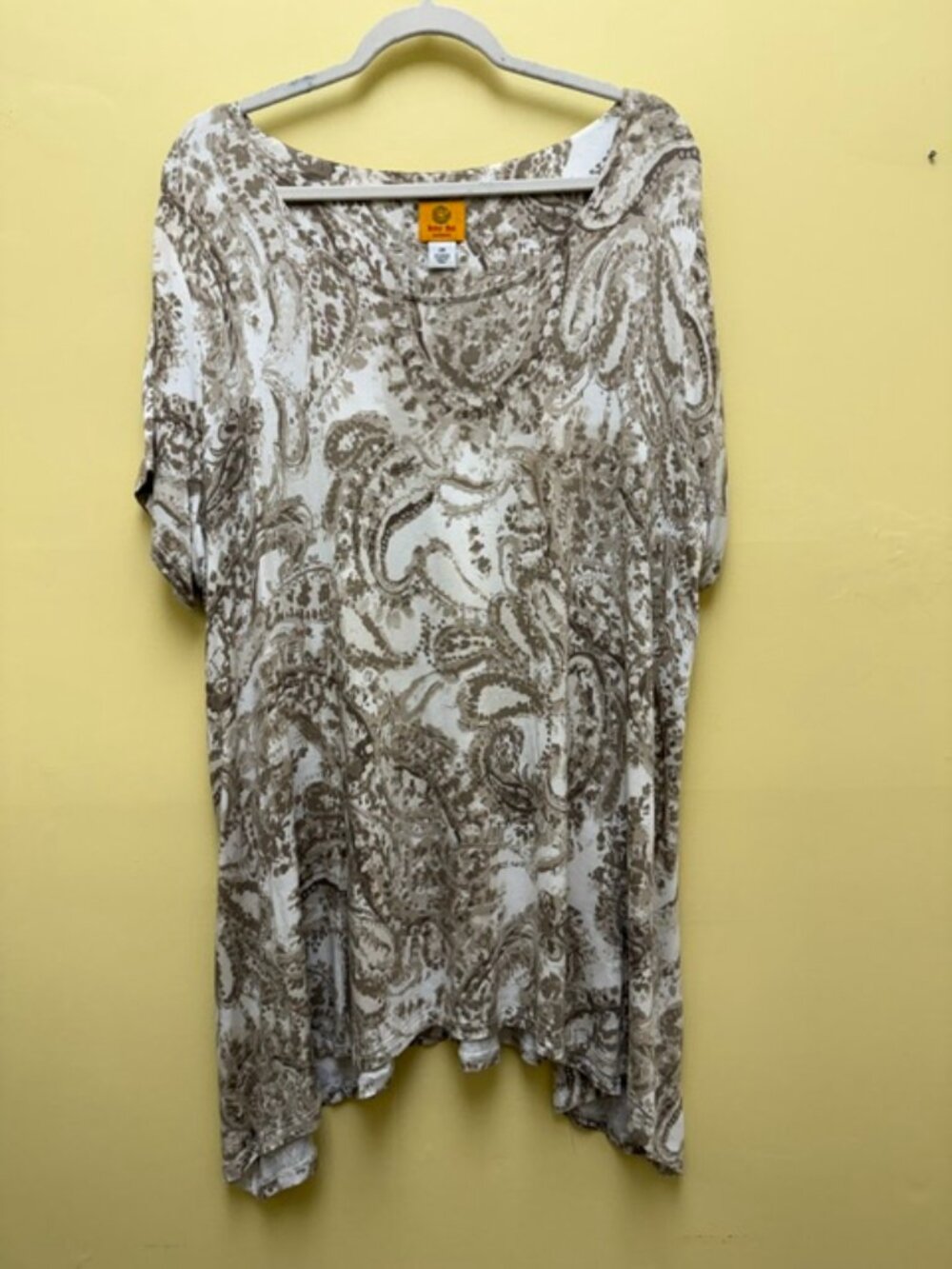 Ruby Rd. Sharkbite 2XL Women's Tunic Top Tan Paisley